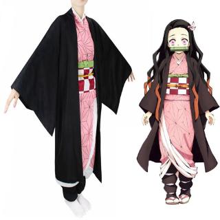 Anime Demon Slayer Kimetsu Yaiba Kamado Cosplay Kamado Nezuko Suit Costume Wig Set (5)