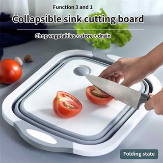 Folding Cutting Board Basket Collapsible Dish Tub With Draining Plug Colander Fruits Vegetable