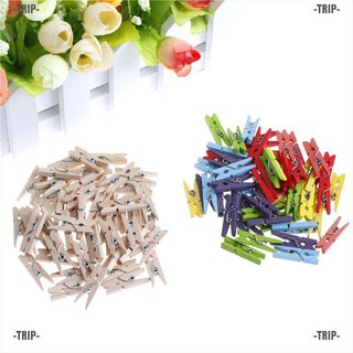 Trip ❤ 50PCS 25mm Mini Wooden Clips Photo Clips Clothespin Clips DIY Craft Home Decor