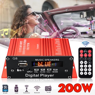 200W 12V Car HIFI Audio Stereo Power Amplifier Bluetooth FM Radio USB/TF/AUX
