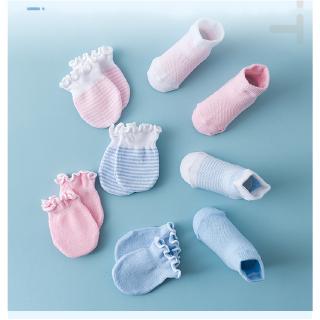 4Pairs/Set newborn Baby knit cotton gloves socks anti-grasping face mittens and boots 0-1 years (1)