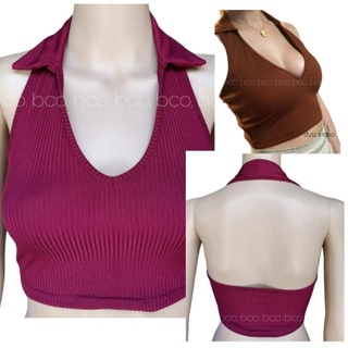 SUZY COLLAR KNITTED HALTER TOP