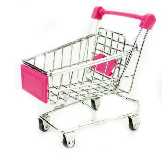 Mini Metal Shopping Cart Supermarket Basket Salesman Sample Kids Pretend Play Toy Rose Gold