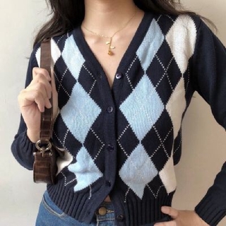 Retro Style Long Sleeve V-Neck Knit Cardigan For Women (1)