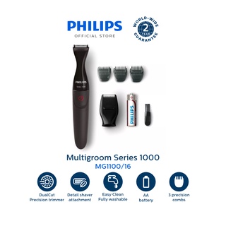 Philips Multigroom Series 1000 MG1100/16 with Dual Cut Technology (Electric Shaver, Hair Trimmer)