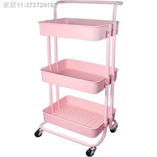 ❉◄♞3-Tier Storage Trolley Cart with Handle and Lockable Wheels