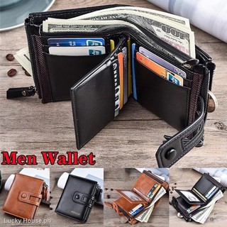 Men PU Leather Wallet Short Vertical Zipper Multi-purse Wallets Multi-card Holder Coin Card Purse Beg Lelaki