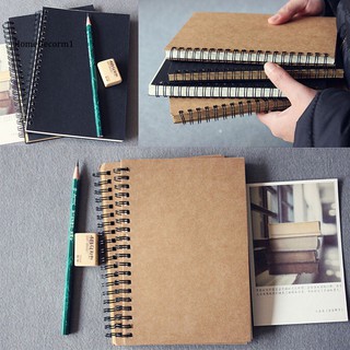 【Ready Stock】☋◄Ready Stock/✒▽HMDC_Retro Kraft Spiral Binding Blank Graffiti Sketchbook Notebook Grad