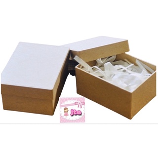 4 x 3 x 2 inches Kraft Box with White/ Brown Shredded Paper Fillers