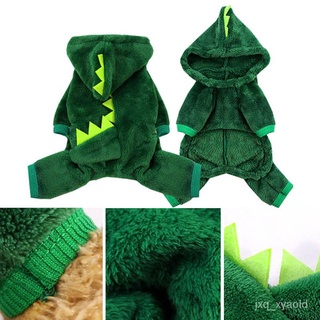 BHY New Warm Soft Coral Velvet Pet Dog Clothes Cute Dinosaur Dog Costume Puppy Dog Coat Hooded Jacke (3)