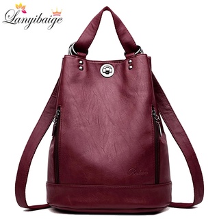 2021 New Women Backpack High Quality Leather Backpacks School Bags for Teenage Girls Brand Luxury Sh