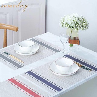 Someday Kitchen Table Mat PVC Placemat Color Stripes Bar Design Tableware Pad Coffee Tea Place Mat