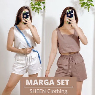 MARGA SET Crop Top and Shorts ✨Cotton Linen✨(Sheen Clothing) (1)