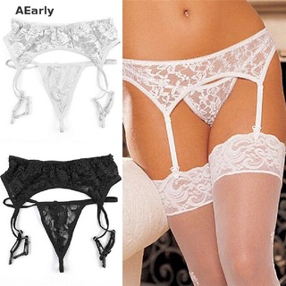 AEarly Sexy Lady Lace Suspender Garter Belt Lingerie G-String Thong Set Stocking Belt .