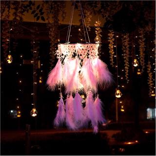 New Dream Catcher WITH Night Light Feathers Light Portable Handmade Night Light Wall Hanging Decoration Room Home Decor (2)