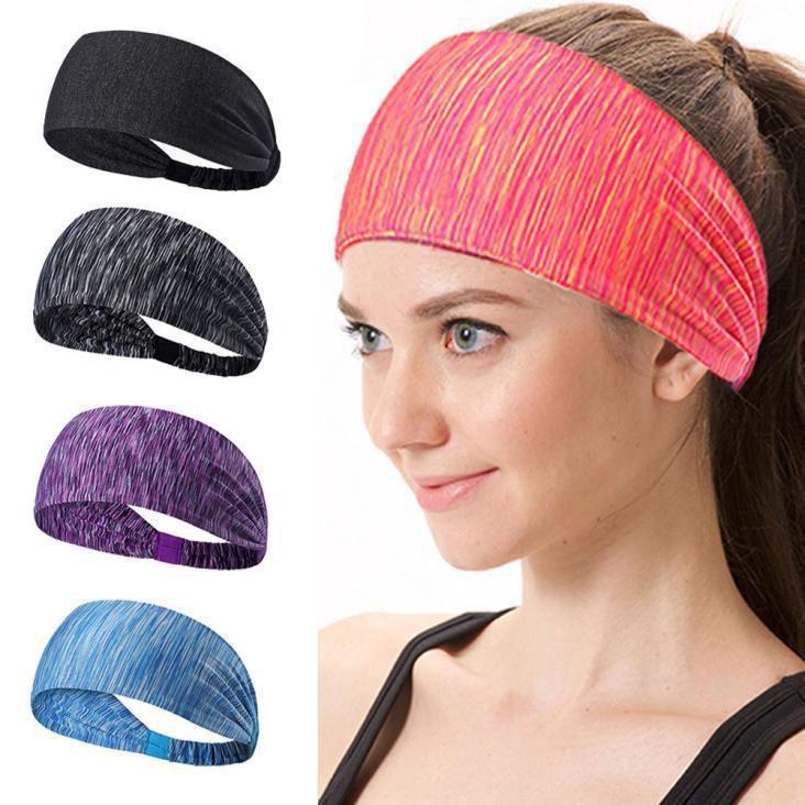 Women Elastic Sport Yoga Headband Cotton Knotted Turban Head Warp Wide Hair Band