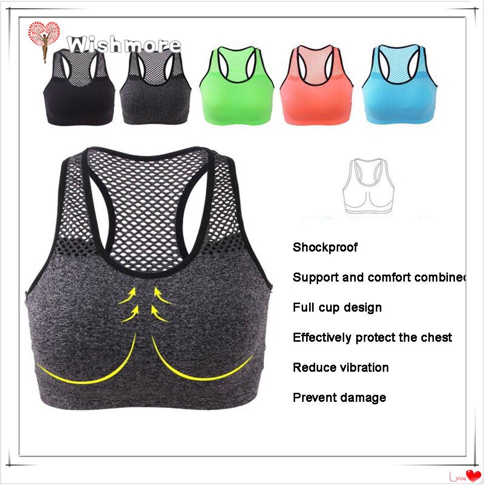 WISHMORE Women’s Sports Bras Hollow-out Quick-drying Anti-sweat Padded Workout Bras Bralette Yoga