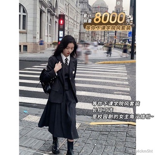 ┋2021 autumn new Korean style college style suit jacket shirt pleated strap dress children s student