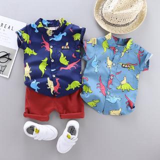 Summer Kids Clothes Set Baby Boy Short Sleeve Dinosaur T-shirt+Pant 2pcs Casual Outfit Summer Cute Set