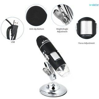 Tombetter 【Now in stock】 KKmoon 1600X Magnification USB Digital Microscope with OTG Function Endoscope 8-LED Light Magnifying Glass Magnifier with Stand
