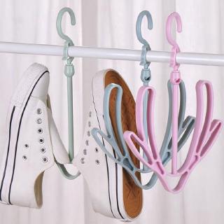 360 Degree Rotate Double hooks Shoe Holder / Convenient Removable Plastic Shoes Rack / Balcony Drying Stand Racks / Shoes Hanging Storage Shelf