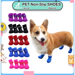 Renna's 4pcs Dog Shoes For Dog Waterproof Pet Shoes For Dog Cat Shoes Dog Rain Shoes Pet Supplies