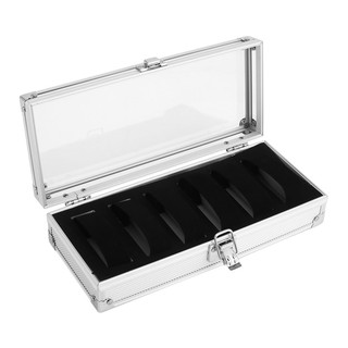 6 Grids Slots PU Leather Watch Display Box Watch Organizer Container Watch Display Case Black (3)