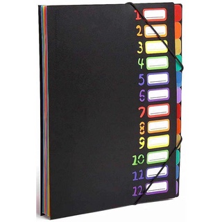 Expanding File Organizer 12 Pockets, Accordion Folders A4 Letter Size Hold 120 Sheets