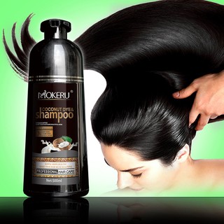 Mokeru 1pc Long Lasting Fast Black Hair Shampoo Organic Pure Natural Coconut Oil Essence Hair Dye