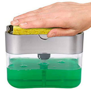 Sponge Rack Dispenser Soap Pump & Sponge Caddy Bathroom Kitchen Organizer Cleaning Accessories