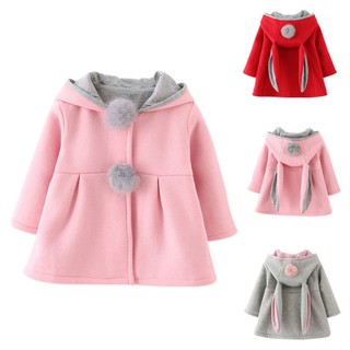 Warm Cotton Cartoon Rabbit Ear Hooded Coat BabyOuterwear