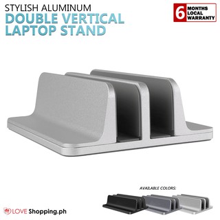 Stylish Double Aluminum Vertical Laptop Stand Adjustable Laptop Holder (SILVER/BLACK/SPACE GREY)