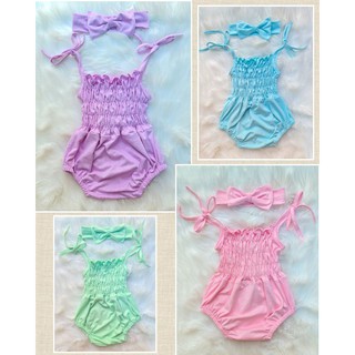 Mikaela smocked baby romper fit 4 to 12 months
