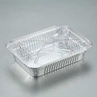 Disposable 190x110mm 550ml Aluminum Foil Takeaway Containers with Plastic Lids