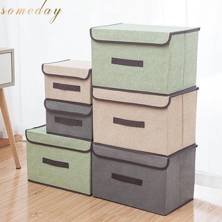 Someday 2in1 Plain Color Foldable Storage Box Organizer With Cover Set Clothes Shelf Book (6)