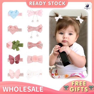 ✿Ready Stock✿ Baby Girl Bowknot Hair Clip Cute Butterfly Rose Hairpin Ribbon Grosgrain Infants Tiny Hair Accessories
