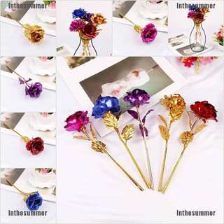 Inthesummer☆ 24K Gold Plated Golden Rose Flowers Anniversary Valentine'S Day Lovers' Gift