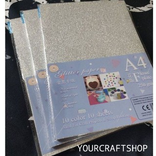 Glitter Board/Cardstock Silver A4 250GSM 10 Sheets Holographic Card