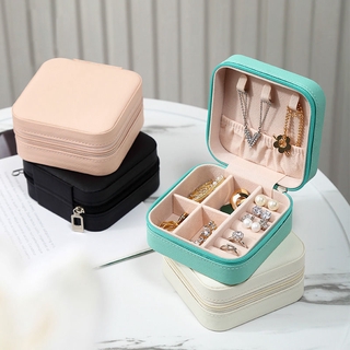 Small jewelry box twill PU leather jewelry organizer portable travel jewelry case ring necklace earrings bracelet jewelry storage (1)