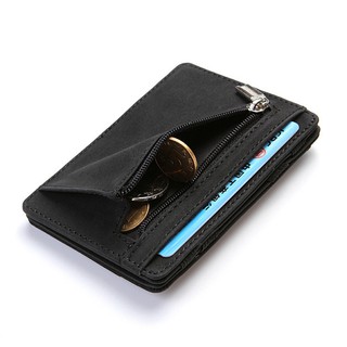 Upscale Upgrade Ultra Thin Mini Wallet Men Women Business PU Leather Magic Small Wallets Coin Purse (2)