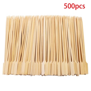 ❁500Pcs Bamboo Paddle Skewers Barbecue Bamboo Skewers Sticks 12cm (1)