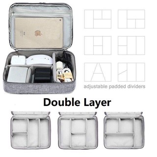 travel bag organizer travel organizer Electronic Organizer, Double Layer Travel Gadget Storage Bag #