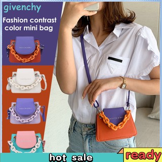Casual Hit Color Shoulder Bag Women Acrylic Chain Mini PU Crossbody Handbag Best