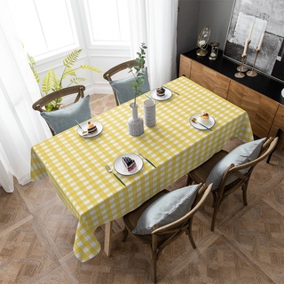 Yellow Plaid Waterproof Tablecloth Rectangular Cofee Table Decor Table Cover Home Wedding Tablecloth
