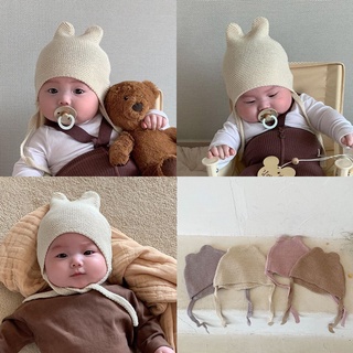 Baby Hat Spring at Autumn Thin Korean Super Cute 0-6 Months Baby Knitted Ear Protection Hat