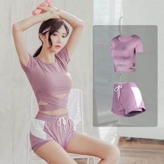 2-pieces yoga sports suit women's running clothes gym loose sportswear