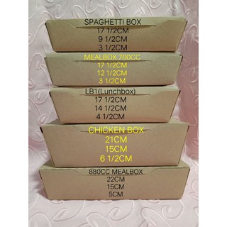 SPAGHETTI BOX/MEAL BOX700CC/LB1(LUNCH BOX)/ MEAL BOX880CC/CHICKEN BOX (50pcs per pack)