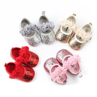 GFRIEND Baby Girl Shoes Soft Sole Anti-slip Walking Flower Glitter Princess Shoes (2)