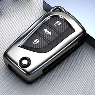 TPU Carbon Fiber Remote Car Key Holder Full Cover Case For Toyota Rav4 Hilux Revo Innova Fortuner Crystal keyring