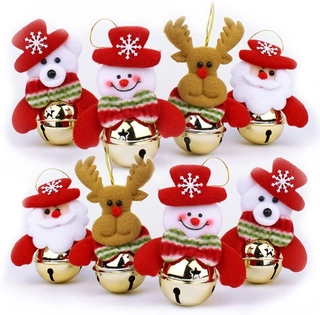 12Pcs Christmas Bells Ornaments Christmas Bells/ Snowman Xmas Tree Hanging/ Christmas Cloth Doll Pendant / Christmas Tree Ornament Holiday Decorations （Random)